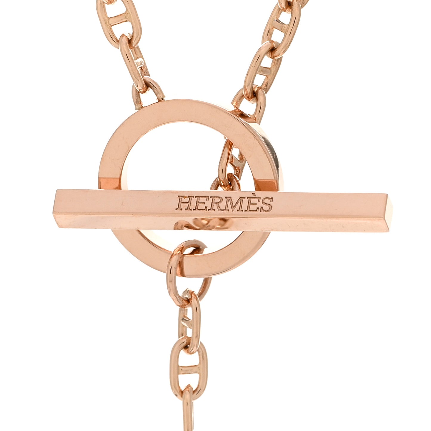 18K Rose Gold Diamond GM Chaine D'Ancre Contour Pendant Necklace ST