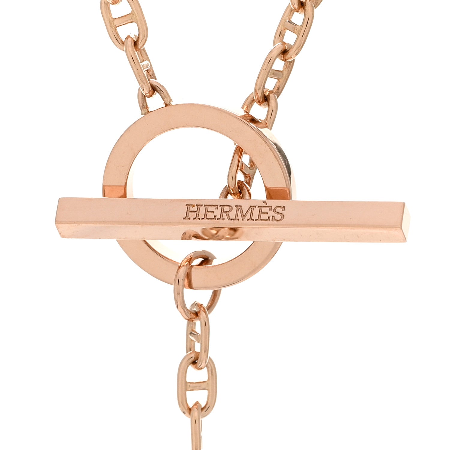 Hermes 18K Rose Gold Diamond GM Chaine D'Ancre Contour Pendant Necklace ST 4 of 4