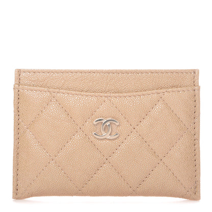 Chanel Iridescent Caviar Quilted Card Holder Beige 1 of 9