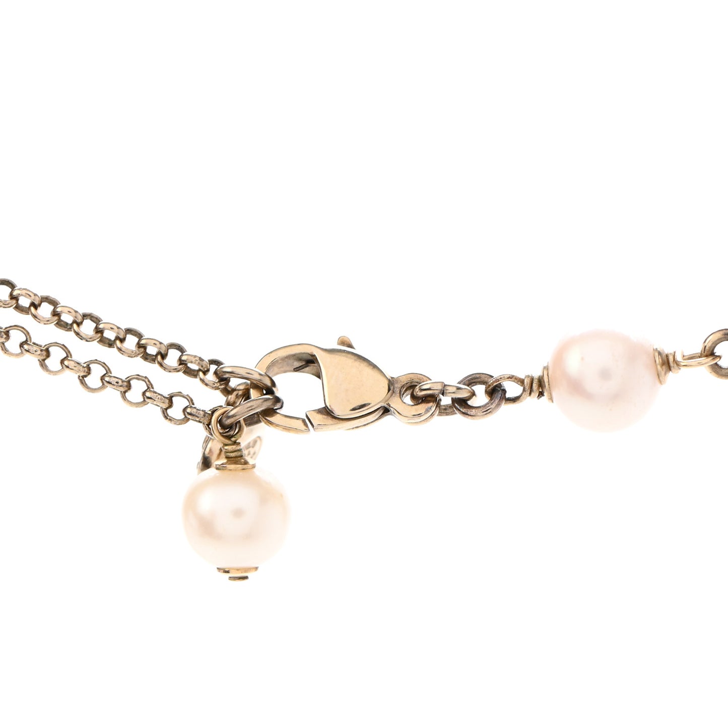 Strass Crystal Pearl Beaded CC Short Necklace