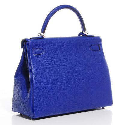 Hermes Taurillon Clemence Kelly Retourne 32 Bleu Electrique 18 of 24