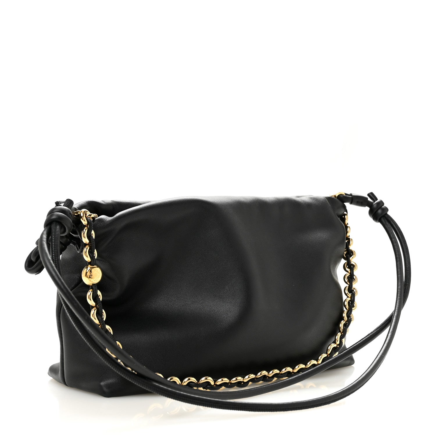 Loewe Mellow Nappa Medium Donut Chain Flamenco Knot Clutch Black 3 of 12