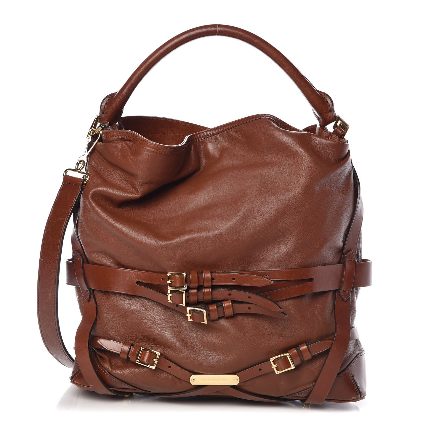Soft Lambskin Bridle Calfskin Medium Gosford Hobo Dark Tan