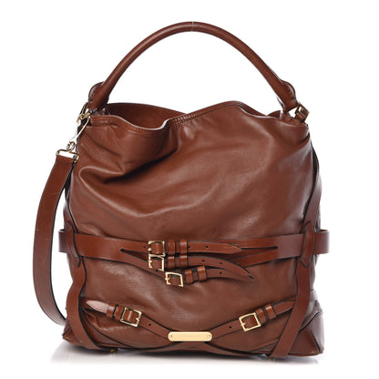Burberry Soft Lambskin Bridle Calfskin Medium Gosford Hobo Dark Tan 1 of 10