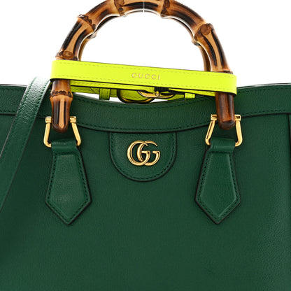 Gucci Wonka Grain Calfskin Small Diana Tote Bag Green Yellow Fluo 8 of 10