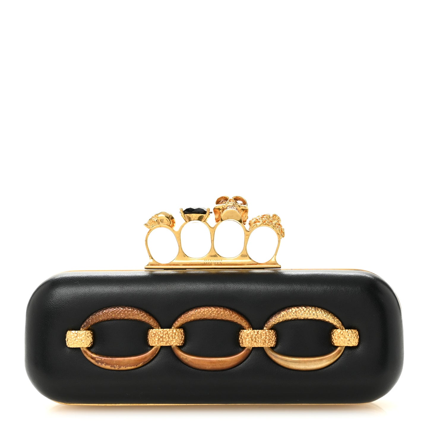Nappa Chain Knuckle Box Clutch Black