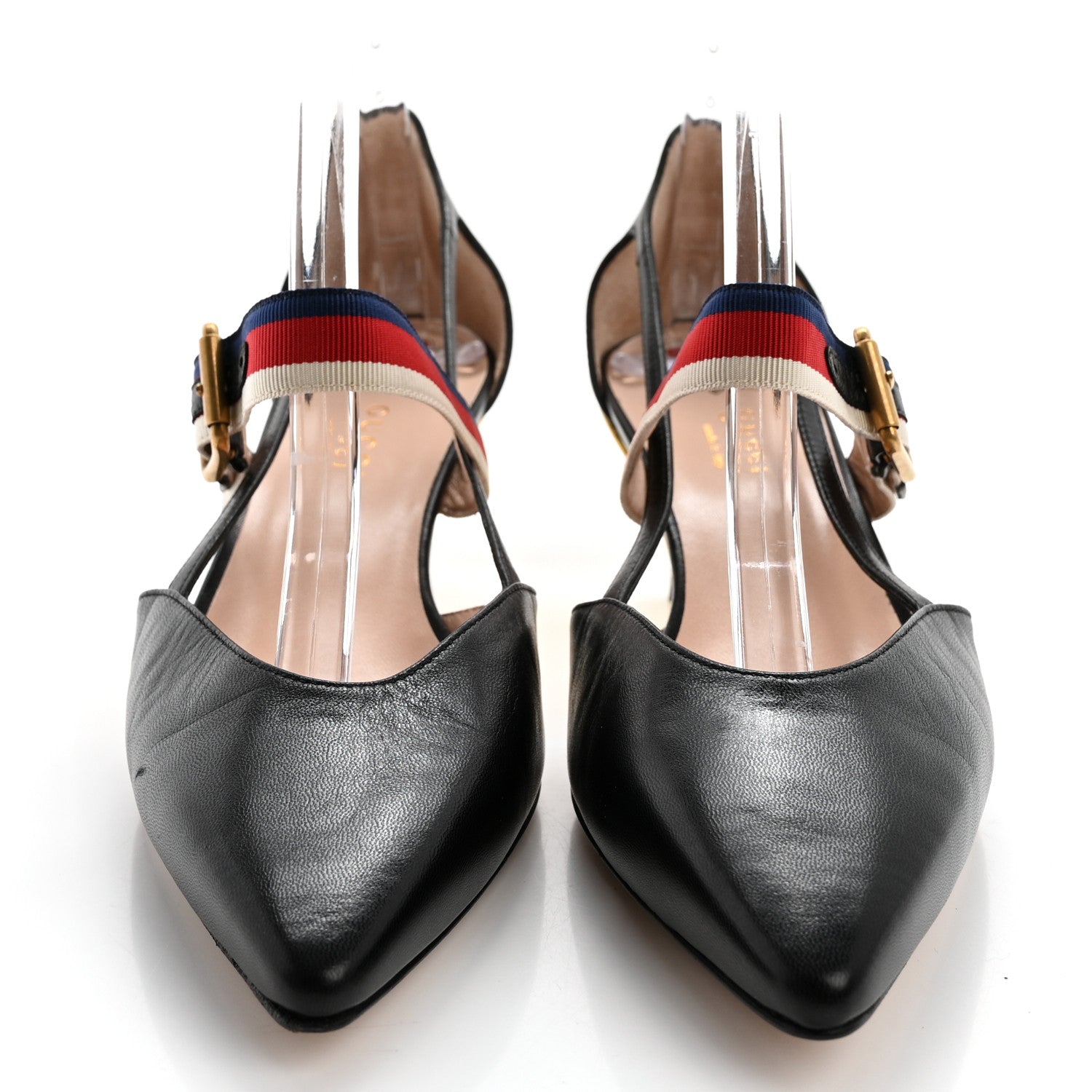 Gucci Malaga Kid Grosgrain Sylvie Web Bamboo Low Heel Pumps 38 Black 2 of 12