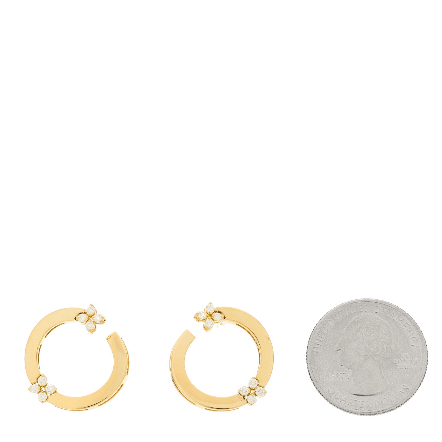 Roberto Coin 18K Yellow Gold Diamond Double Circle Earrings 2 of 5