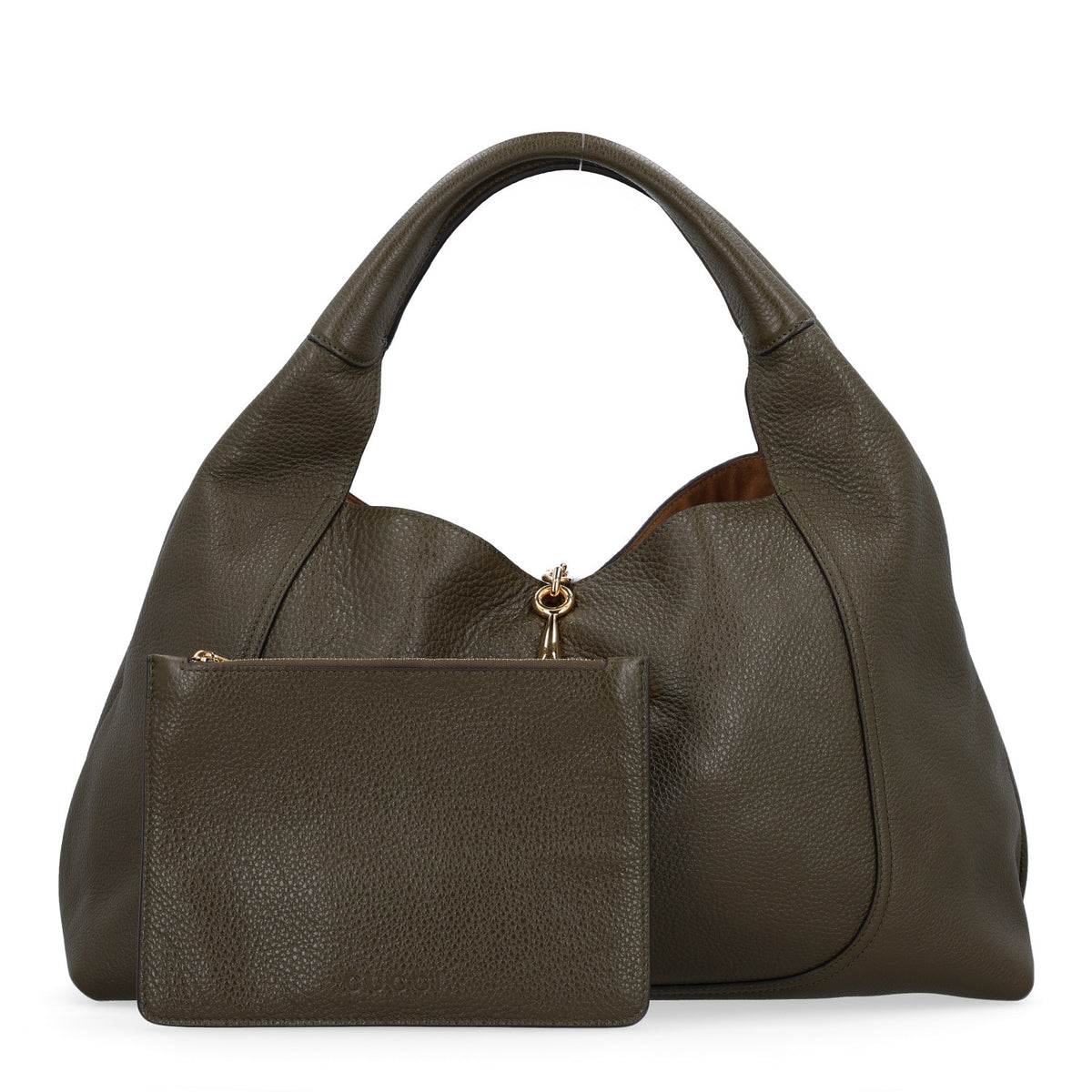 Grained Calfskin Softbit Maxi Shoulder Bag Forest Green