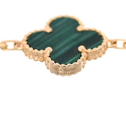 Van Cleef & Arpels 18K Yellow Gold Malachite 5 Motifs Vintage Alhambra Bracelet 3 of 4