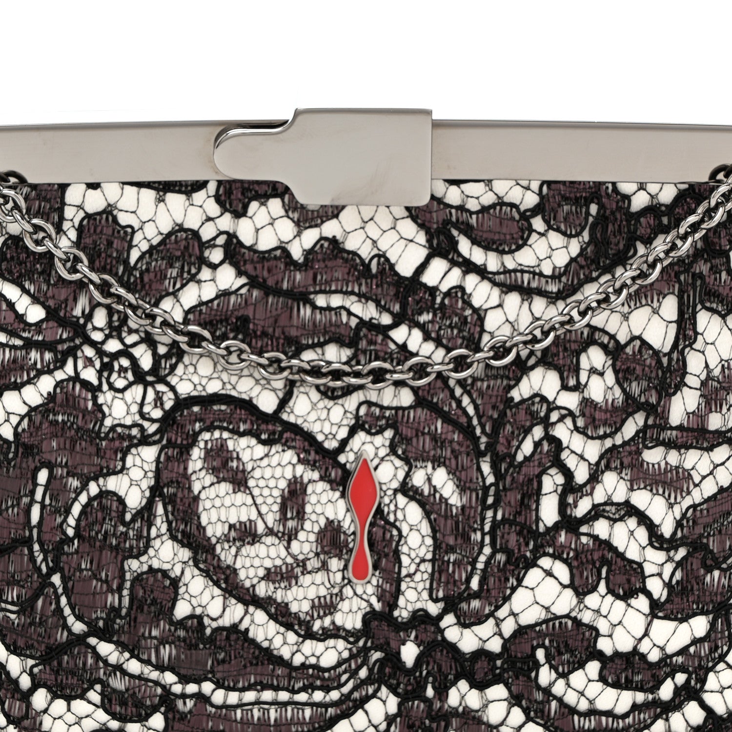 Christian Louboutin Dentelle Lace Palmette Clutch Black 7 of 9
