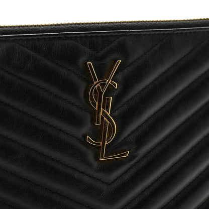 Saint Laurent Calfskin Matelasse Chevron Monogram A5 Wristlet Black 8 of 9