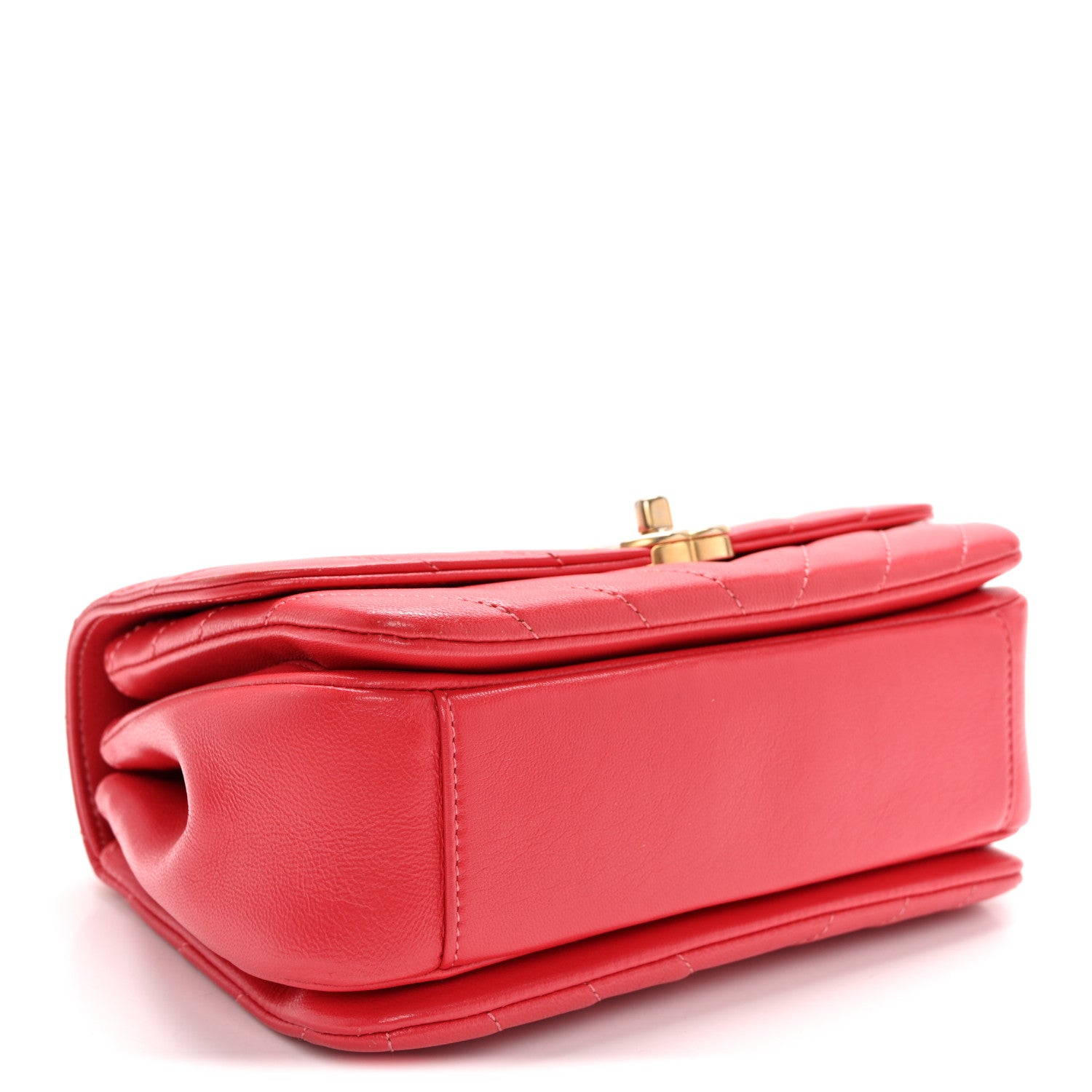 Chanel Lambskin Chevron Quilted Gold Top Handle Flap Bag Red 4 of 10