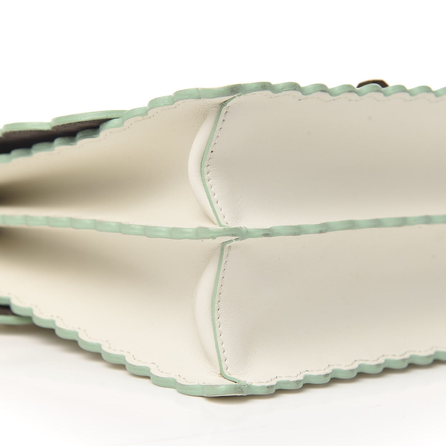 Vitello Baltico Scalloped Studded Kan I Shoulder Bag Bianco