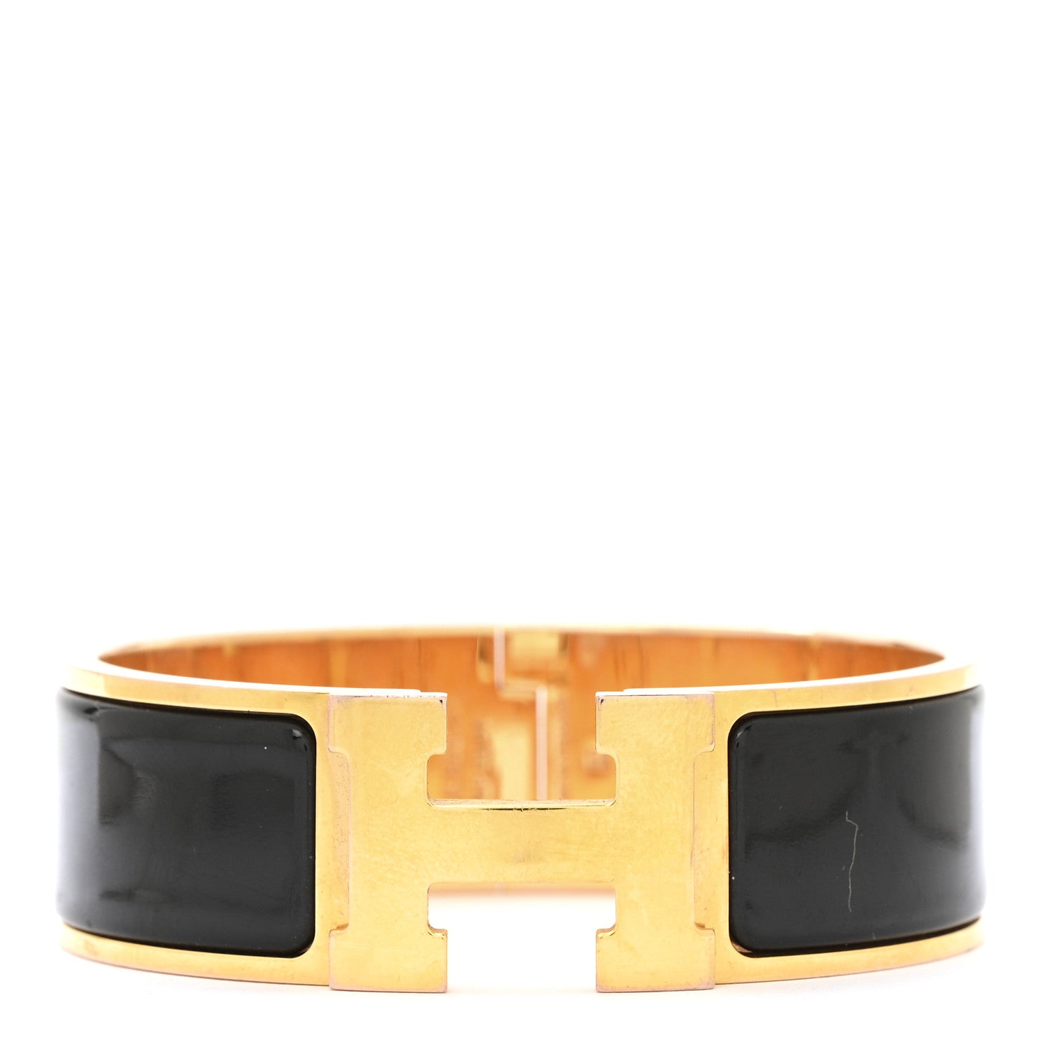 Hermes Enamel Clic Clac H Bracelet Wide GM Black 1 of 5