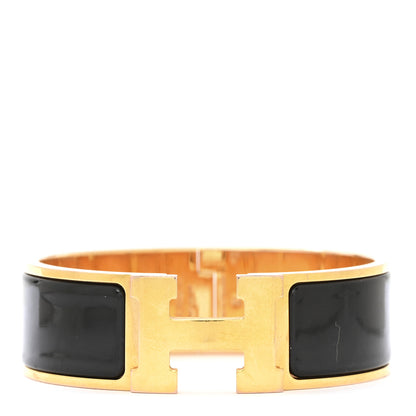 Hermes Enamel Clic Clac H Bracelet Wide GM Black 1 of 5