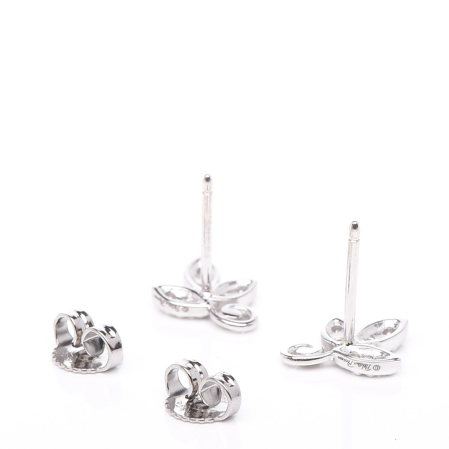 Tiffany 18K White Gold Diamond Paloma Picasso Olive Leaf Earrings 3 of 6