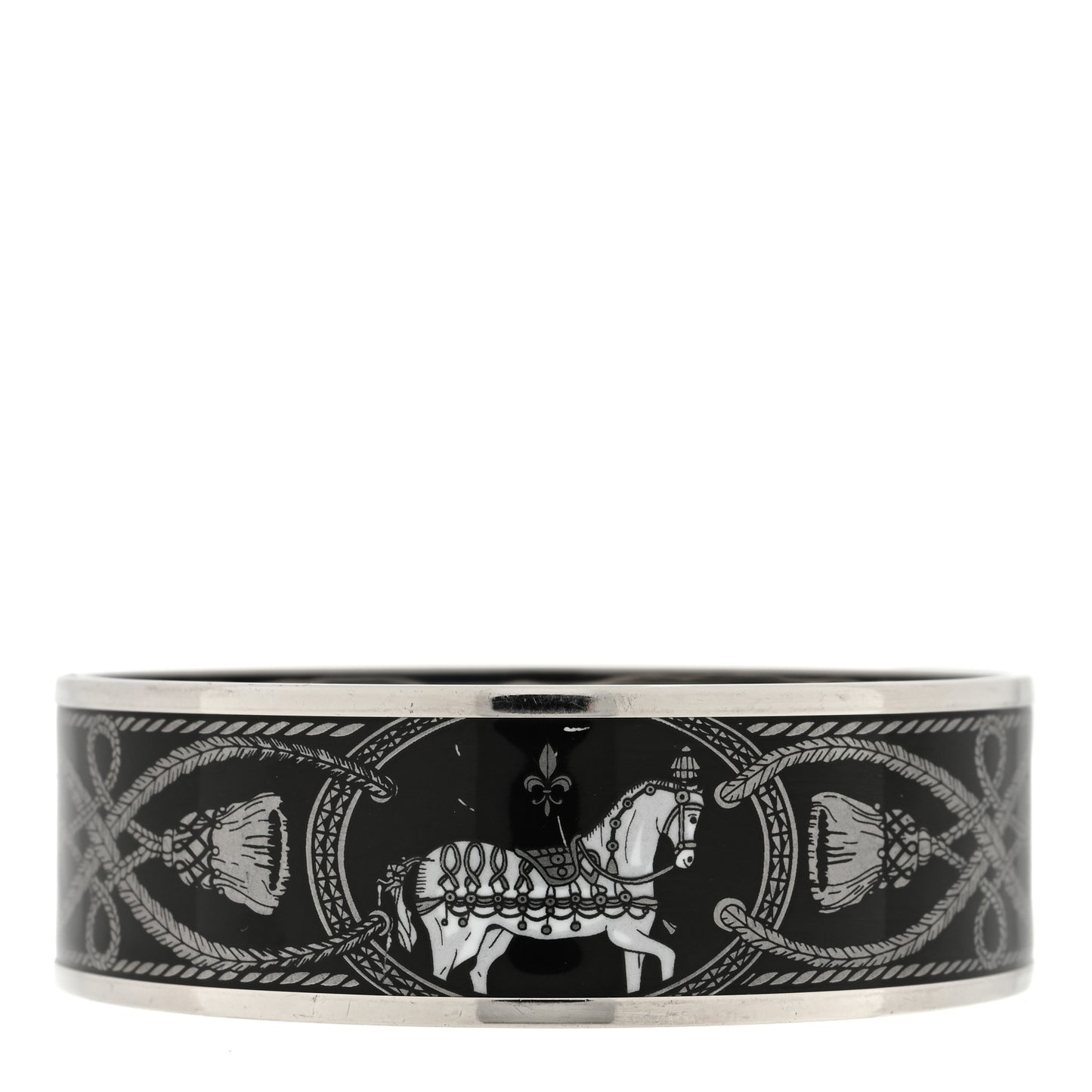 Enamel Printed Wide Grand Apparat Bracelet Black
