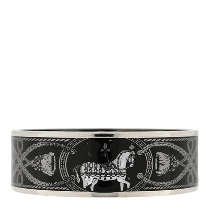 Hermes Enamel Printed Wide Grand Apparat Bracelet Black 1 of 4