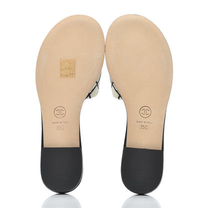 Chanel Pearl Embroidery CC Mules 35 Black White 5 of 9