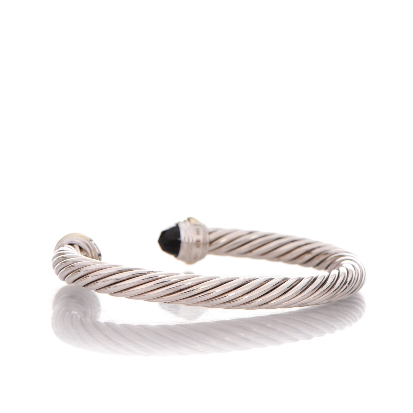 Sterling Silver 14K Yellow Gold Black Onyx 7mm Cable Classics Bracelet