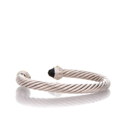 David Yurman Sterling Silver 14K Yellow Gold Black Onyx 7mm Cable Classics Bracelet 3 of 4