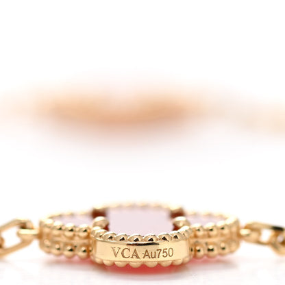 Van Cleef & Arpels 18K Yellow Gold Carnelian 10 Motifs Vintage Alhambra Necklace 5 of 6