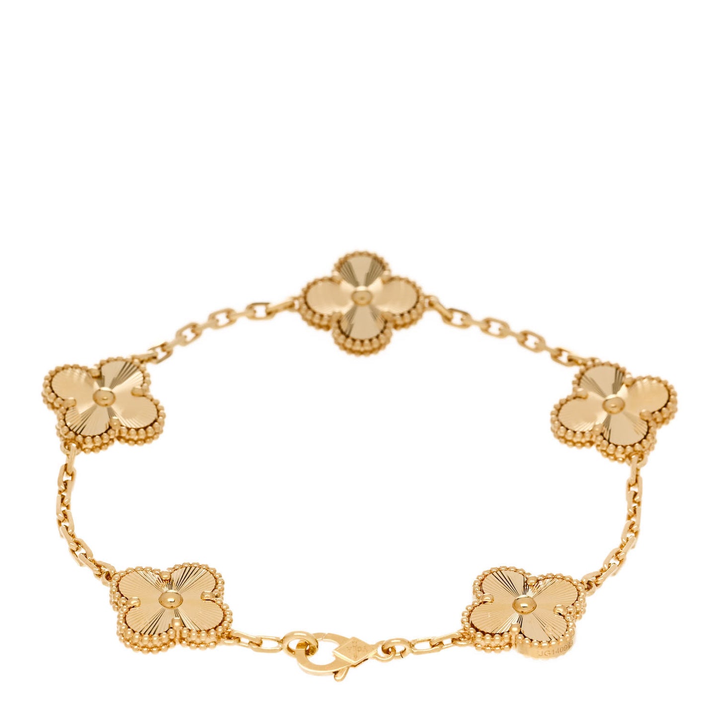 18K Yellow Gold 5 Motifs Guilloche Vintage Alhambra Bracelet