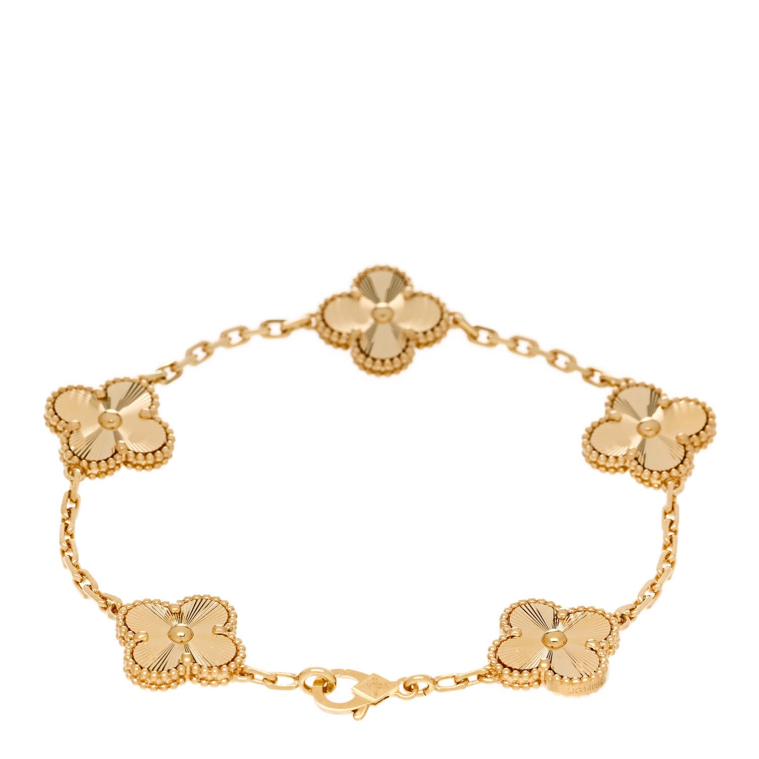 Van Cleef & Arpels 18K Yellow Gold 5 Motifs Guilloche Vintage Alhambra Bracelet 2 of 4