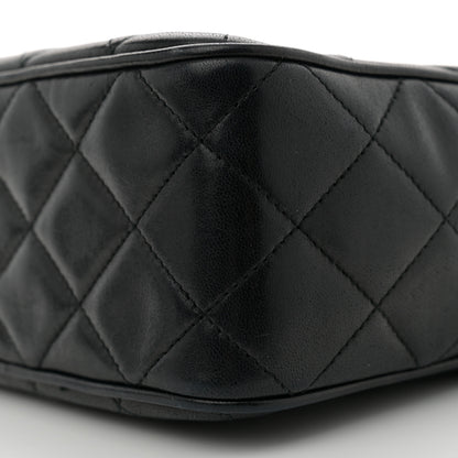 Chanel Lambskin Quilted Small Diamond CC Camera Case Black 10 of 11
