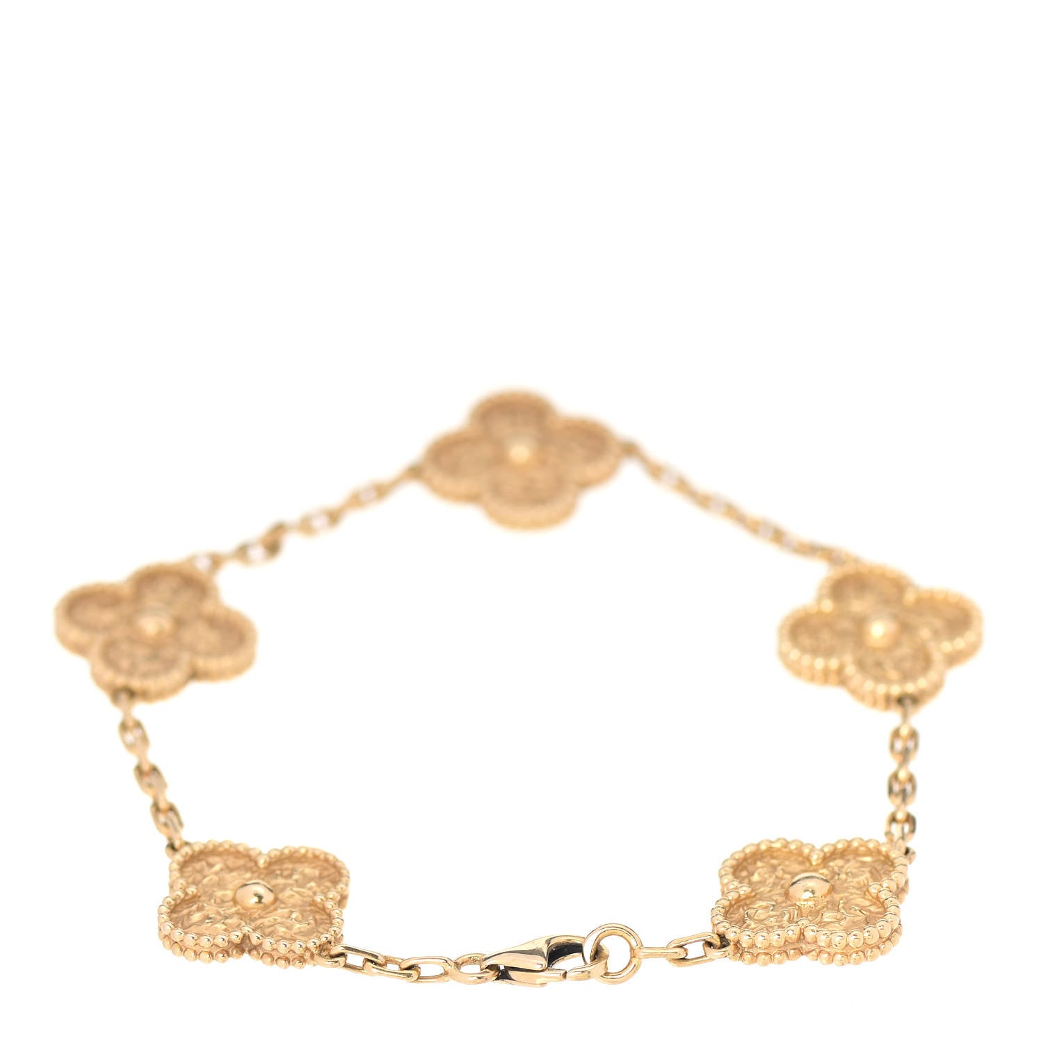 Van Cleef & Arpels 18K Yellow Gold 5 Motifs Vintage Alhambra Bracelet 3 of 5