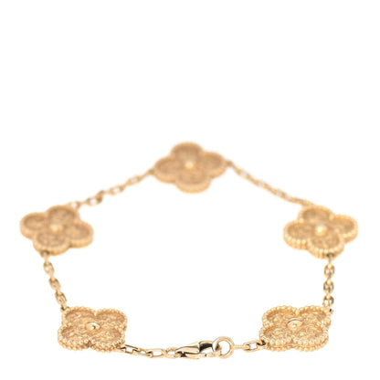 Van Cleef & Arpels 18K Yellow Gold 5 Motifs Vintage Alhambra Bracelet 3 of 5