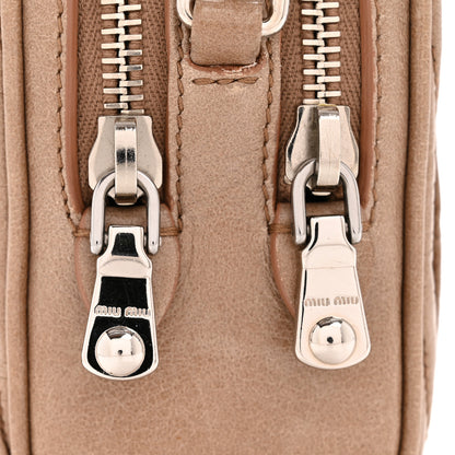 Miu Miu Vitello Lux Matelasse Double Zip Chain Crossbody Bag Cammeo 12 of 12