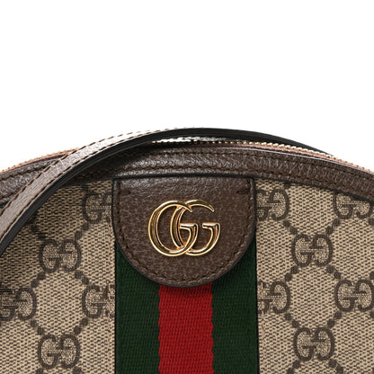 Gucci GG Supreme Monogram Textured Dollar Calfskin Web Small Ophidia Dome Shoulder Bag Beige Ebony New Acero Brown 8 of 10