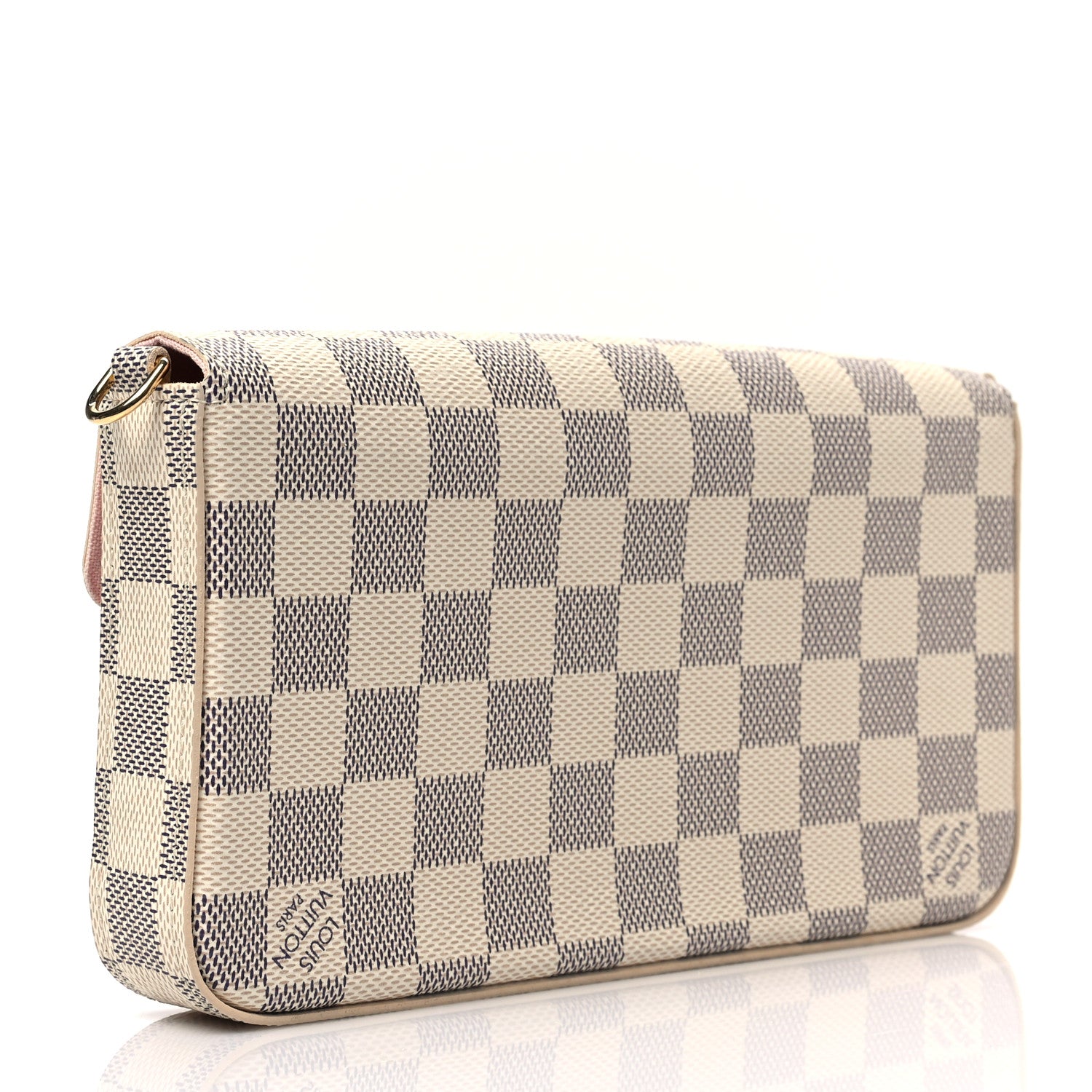 Louis Vuitton Damier Azur Pochette Felicie Chain Wallet Rose Ballerine 2 of 6