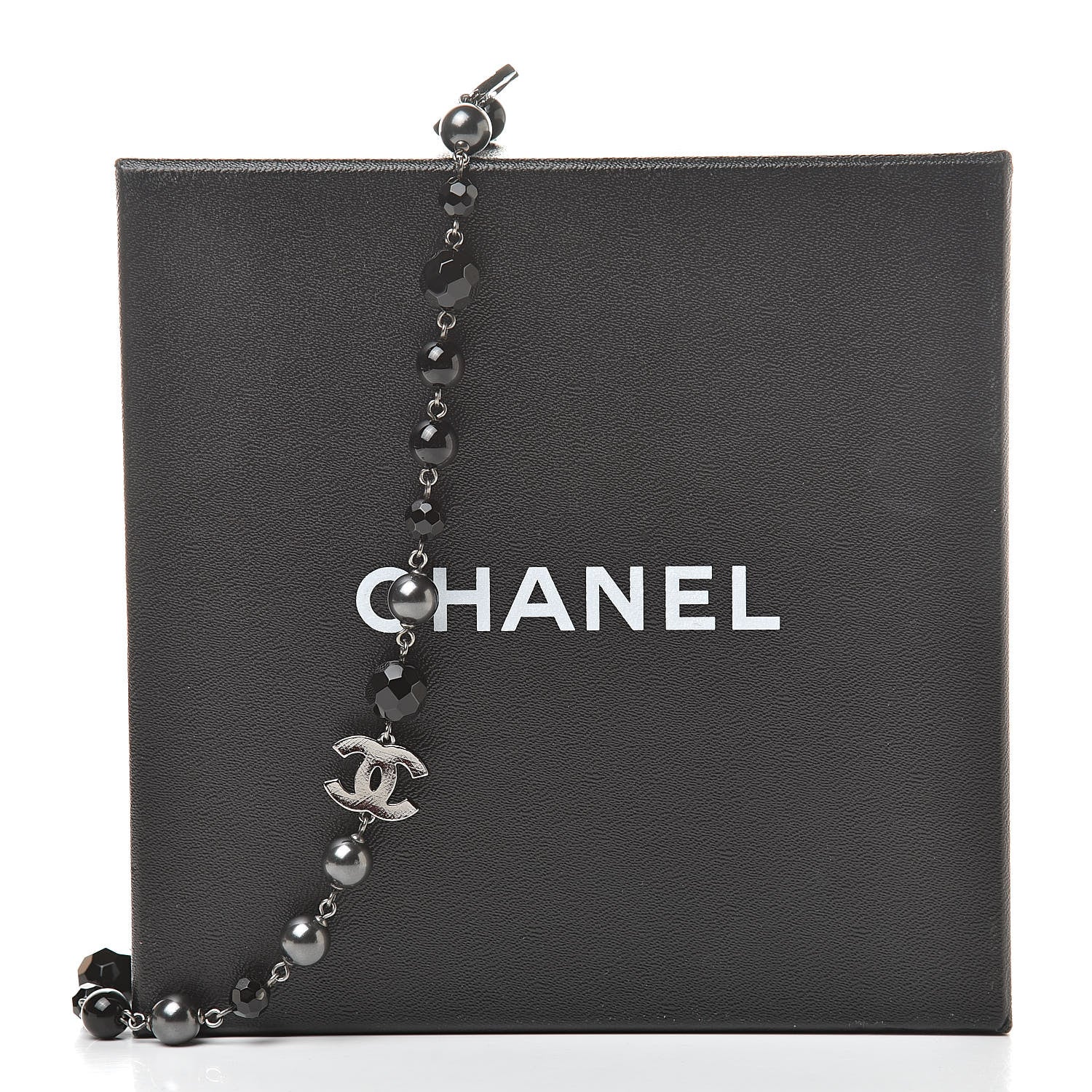 Chanel Ruthenium Bead CC Long Necklace Black 5 of 5