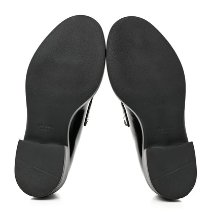 Prada Spazzolato Metal Triangle Logo 50mm Loafers 36 Black 5 of 9