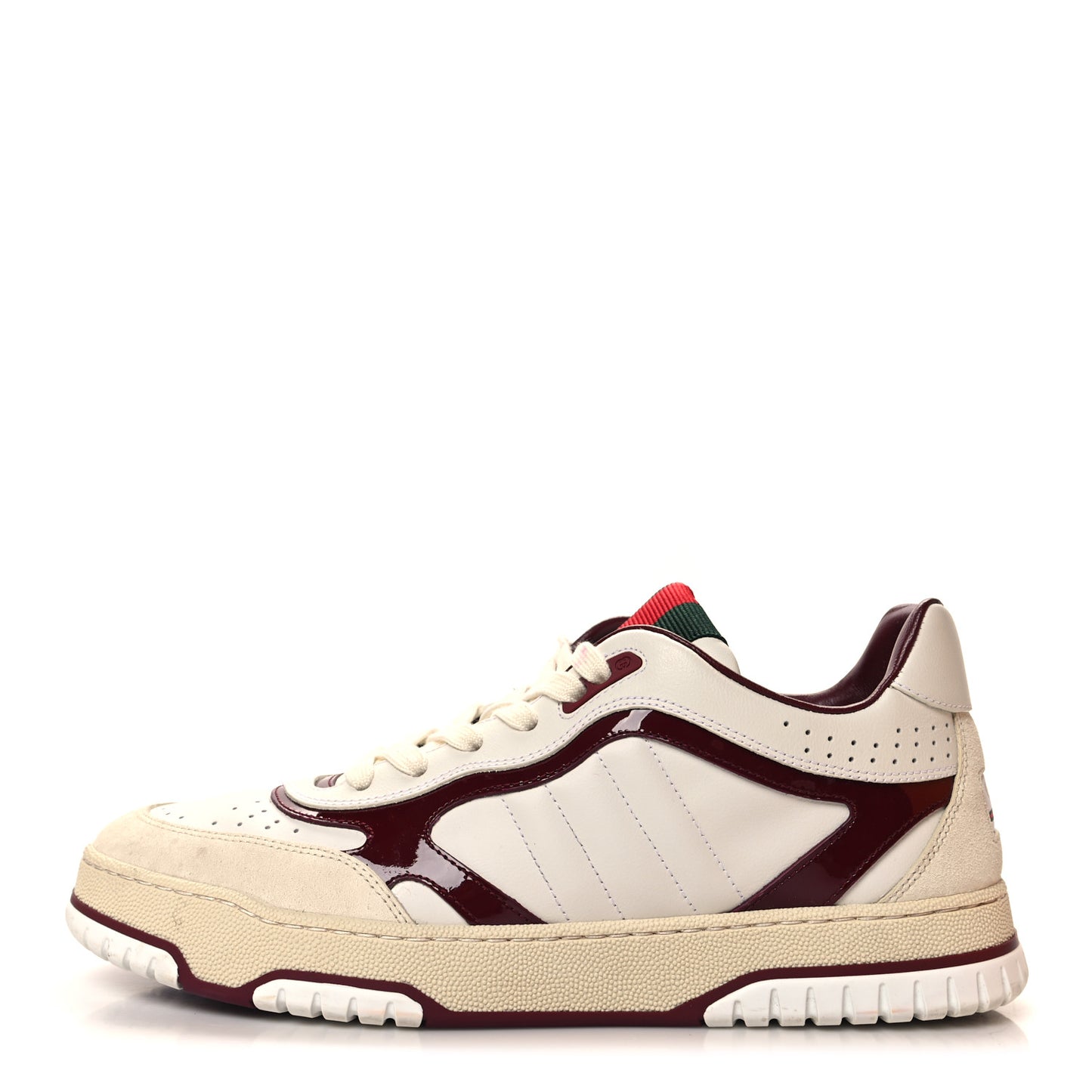 Calfskin Suede Womens Re-Web Sneakers 41 White Red