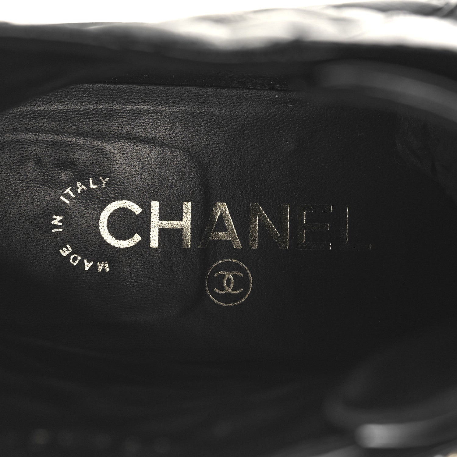 Chanel Shiny Calfskin Quilted Lace Up Combat Boots 39 Black 8 of 10