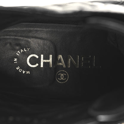 Chanel Shiny Calfskin Quilted Lace Up Combat Boots 39 Black 8 of 10