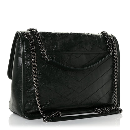 Saint Laurent Crinkled Calfskin Matelasse Monogram Medium Niki Chain Satchel Dark Green 3 of 11