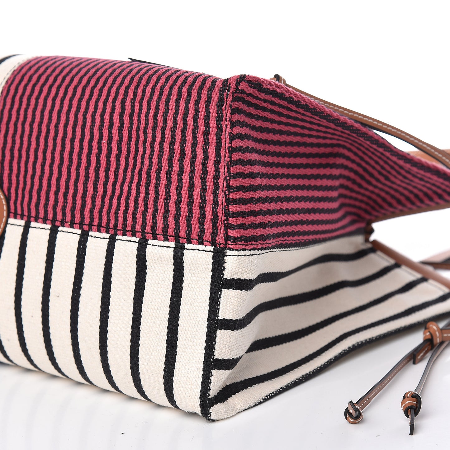 Canvas Calfskin Print Paulas Ibiza Stripes Cushion Tote Red White