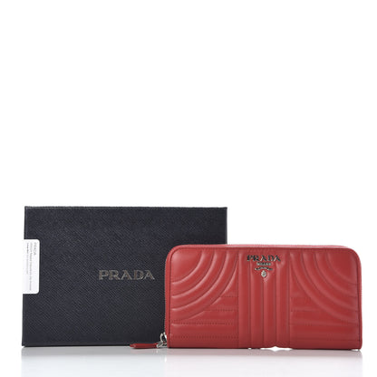 Prada Soft Calfskin Diagramme Zip Around Wallet Rosso 10 of 10