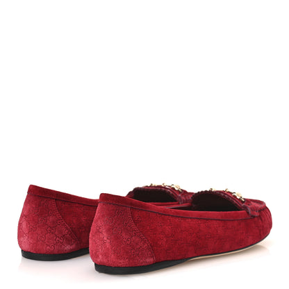 Gucci Suede Micro GG Horsebit Womens Kensington Moccasin Loafers 37  Rosso Ancora 5 of 11