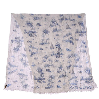 Louis Vuitton Cotton Linen Toile Etole De Louis Pareo Blue 4 of 7