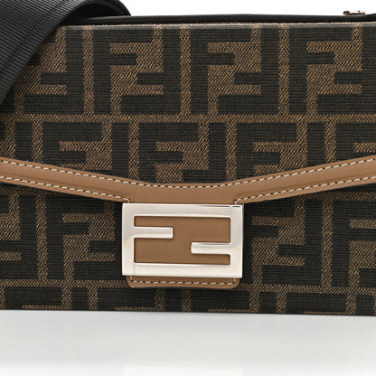 Fendi Recycled Fabric Jacquard Vitello King FF 1974 Baguette Soft Trunk Tobacco Moro Sand 8 of 10