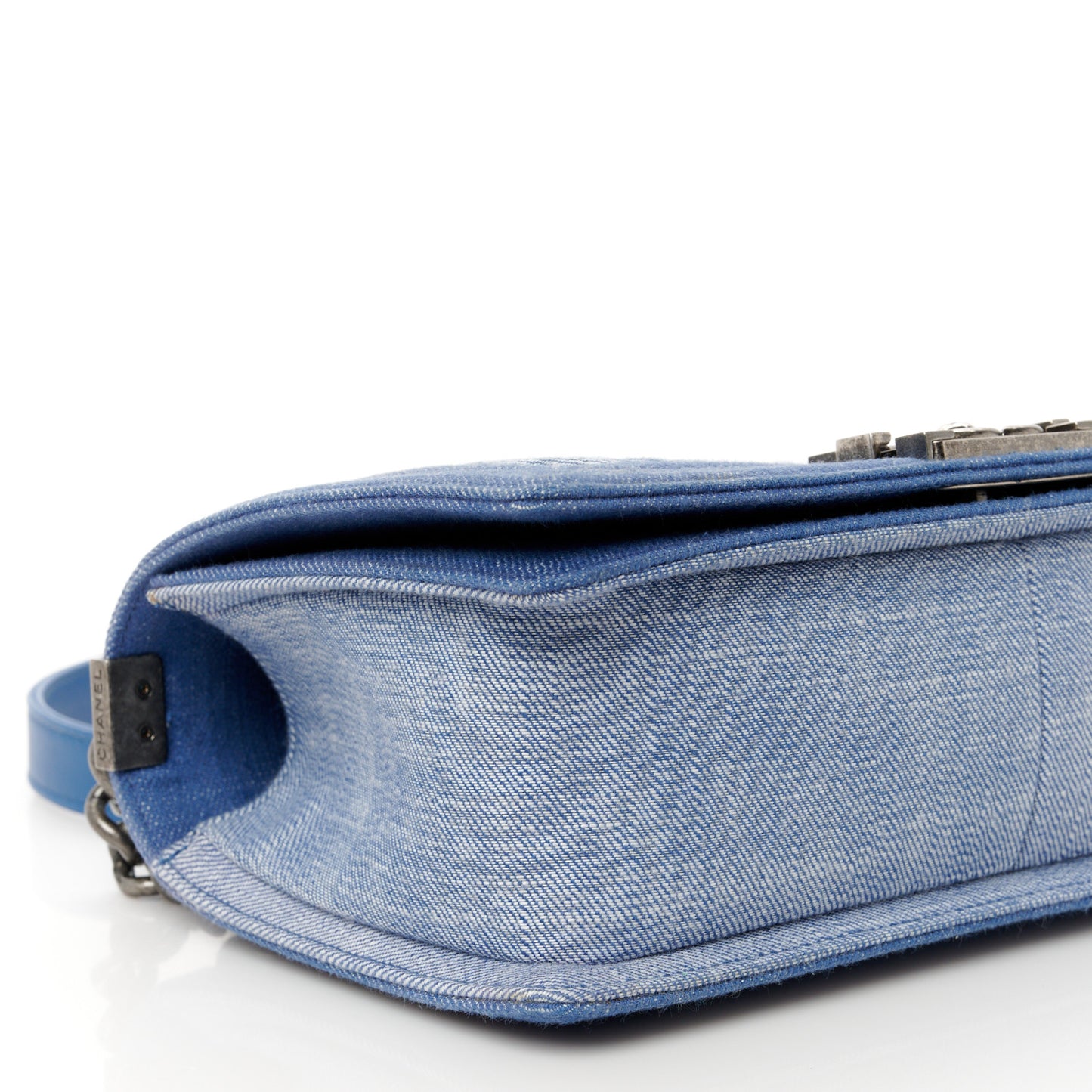 Denim Chevron Quilted Medium Boy Flap Blue