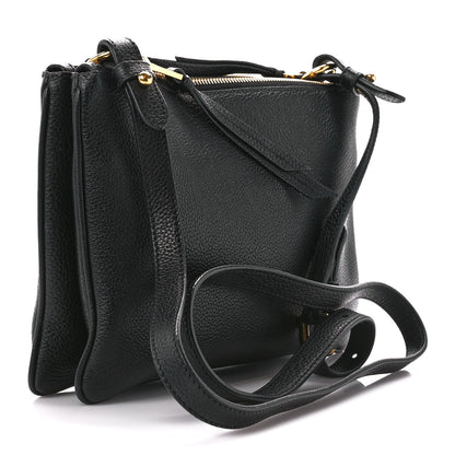 Prada Vitello Daino Double Zip Crossbody Bag Black 3 of 13