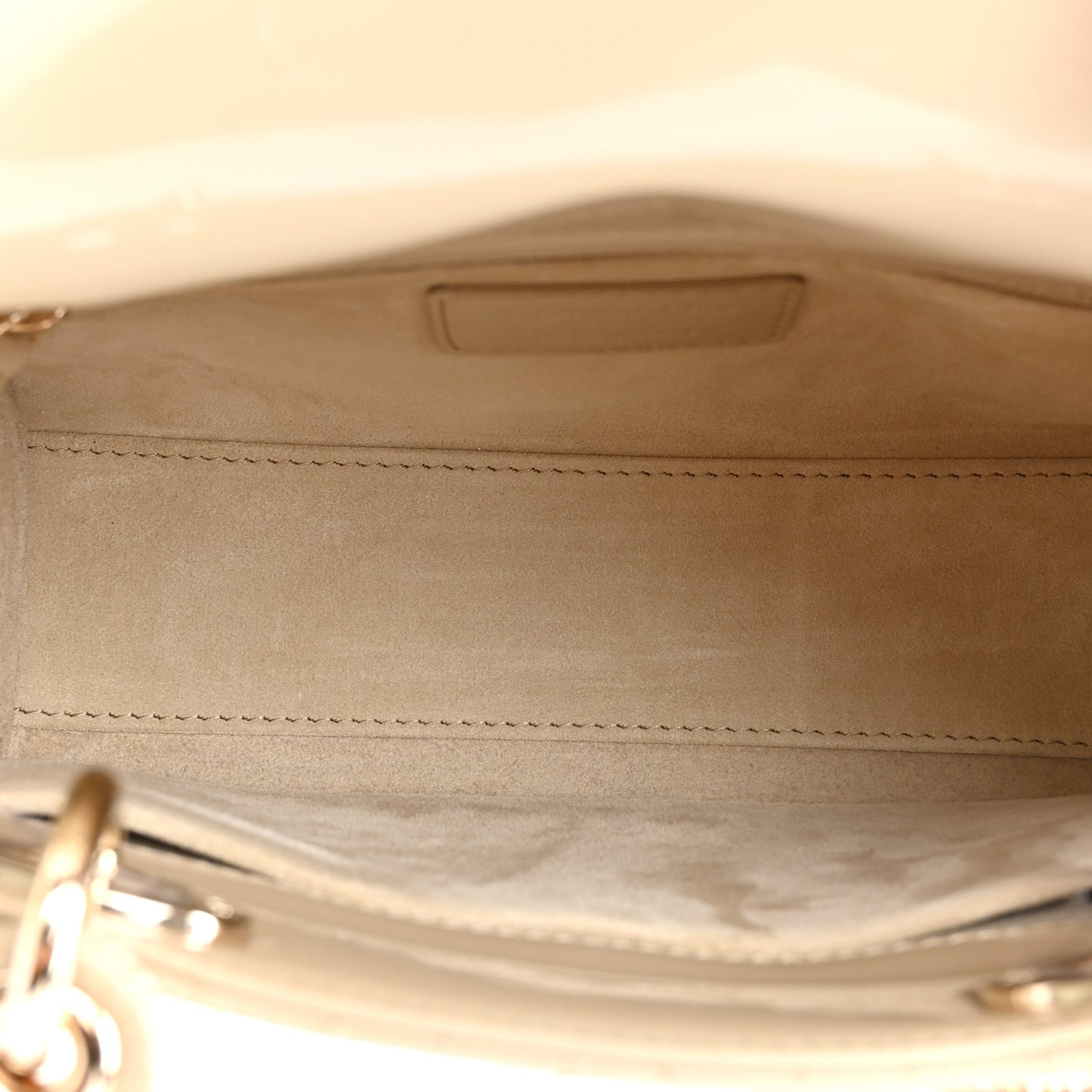 Patent Cannage Small Lady Dior Beige