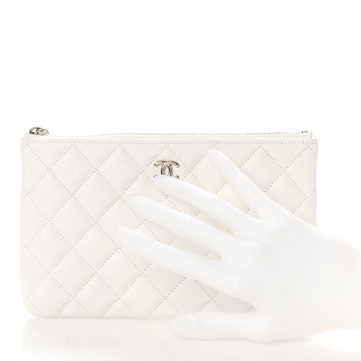 Chanel Caviar Quilted Cosmetic Case White 2 of 10